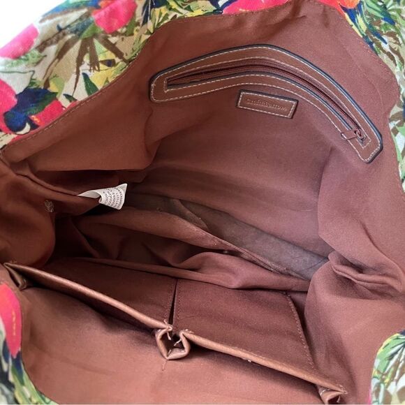 CROFT & BARROW DOMED BROWN & TROPICAL ORANGE PINK FLORAL
TOTE HANDBAG PURSE - Picture 6 of 7